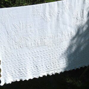 Elegant White Embroidered Bedspread